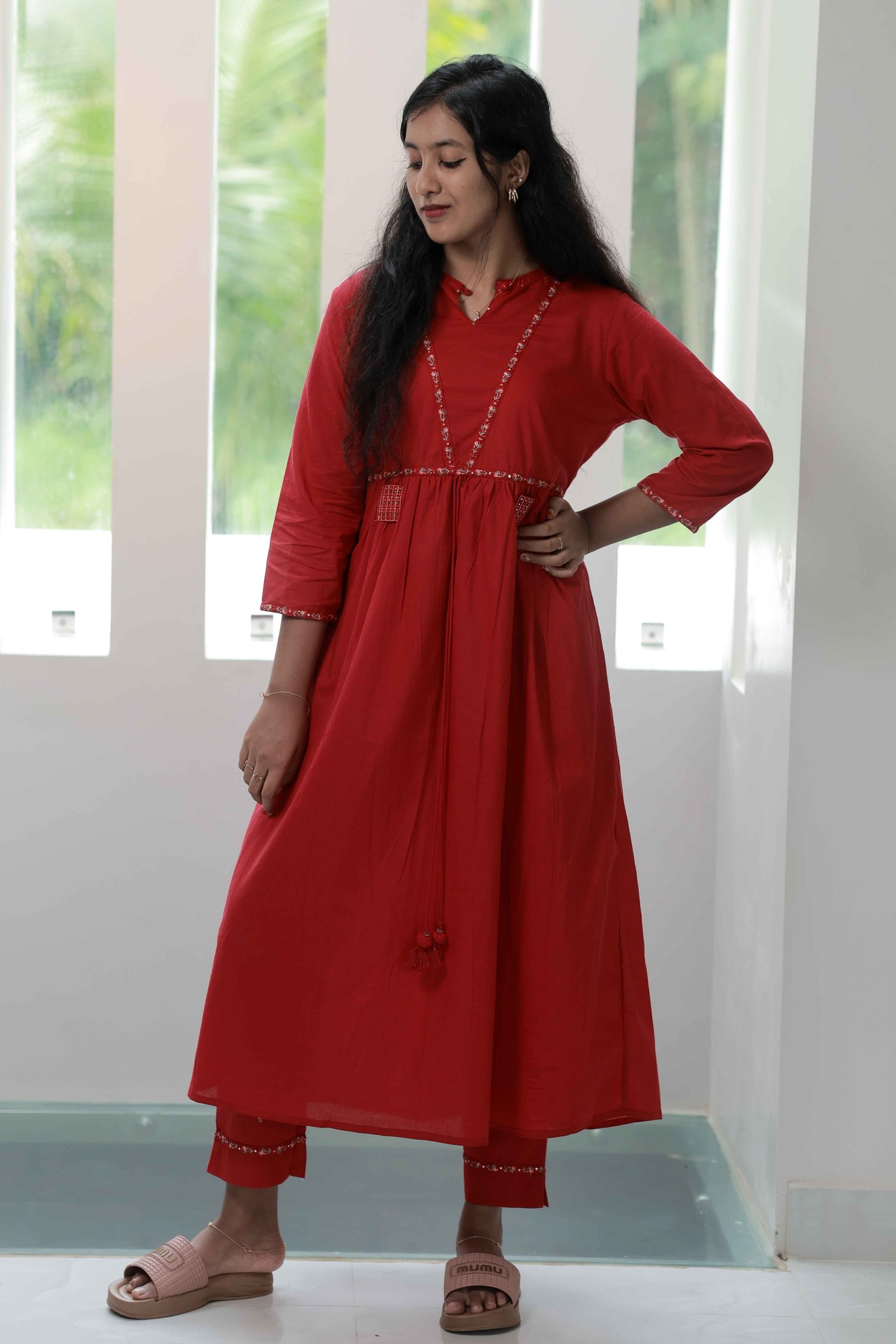 Co-ord set Fabric - Shinon - Red - (M, L, XL, XXL, XXXL)