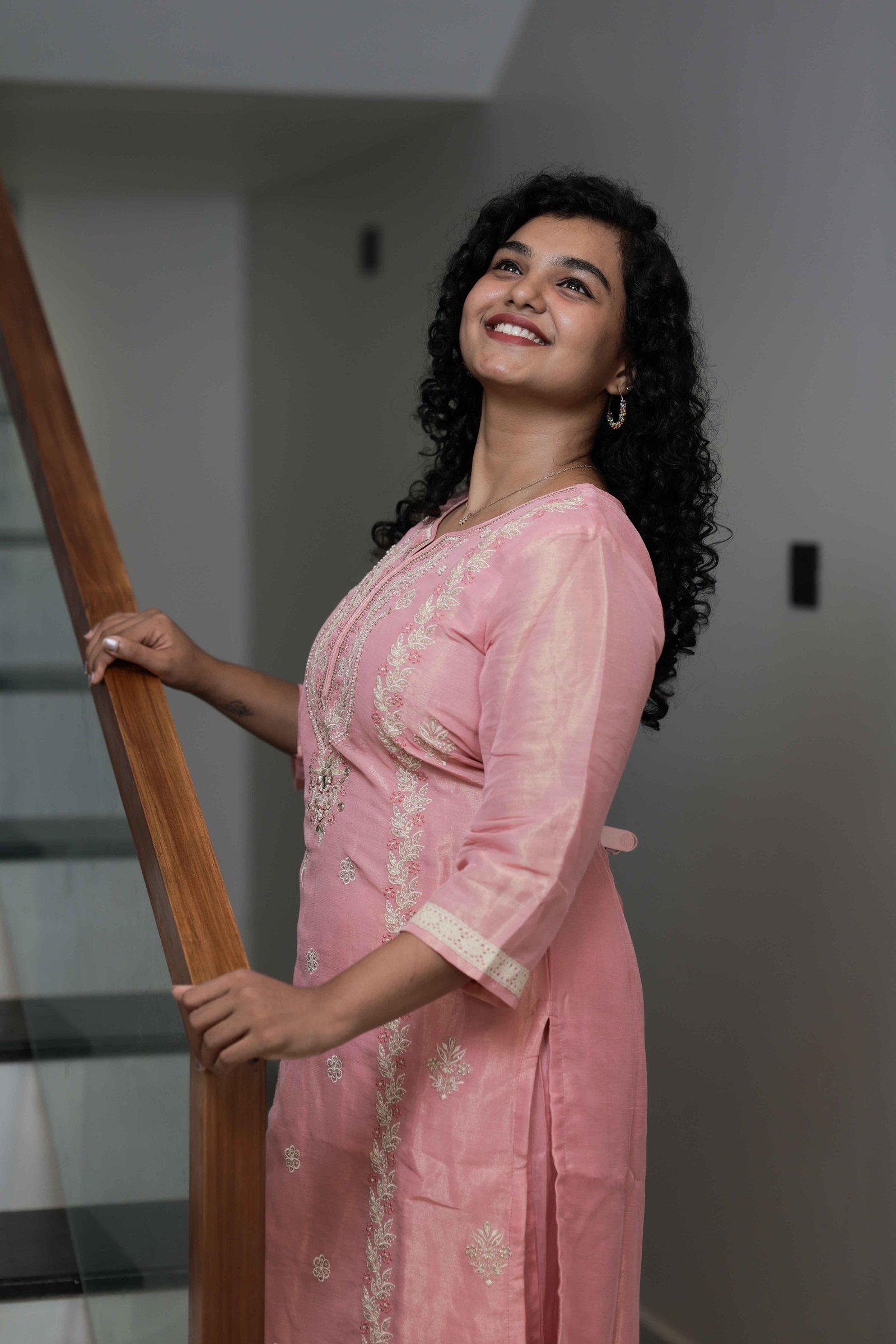 Three piece set Fabric Banarasi silk- Pink - Breads & Mirror work - (M, L, XL)